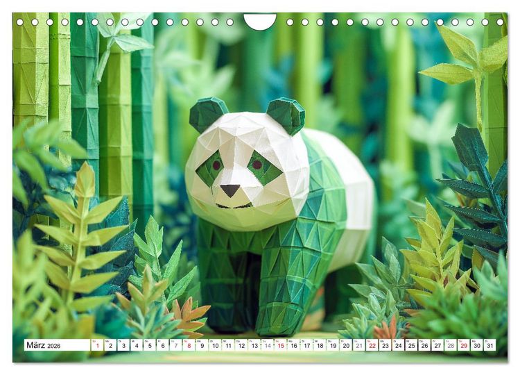 Produktbild: Origami Zoo - Bunter Tierkalender f&uuml;r Kinder und Familien (Wandkalender 2026 DIN A4 quer), CALVENDO Monatskalender