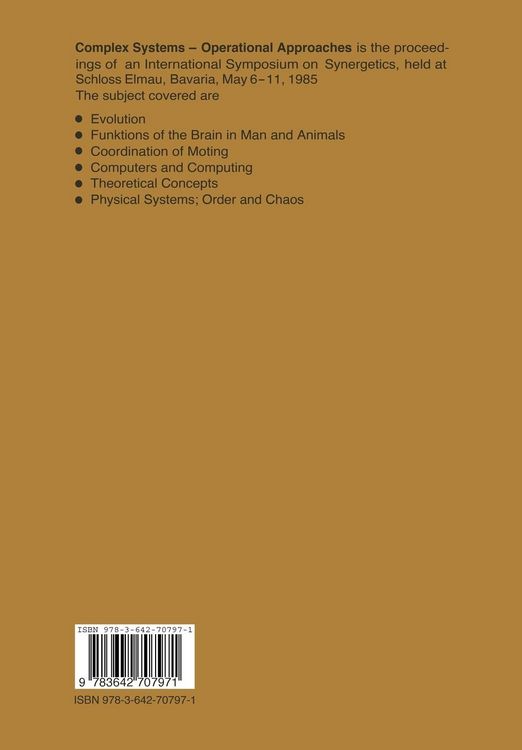 Produktbild: Complex Systems &mdash; Operational Approaches in Neurobiology, Physics, and Computers