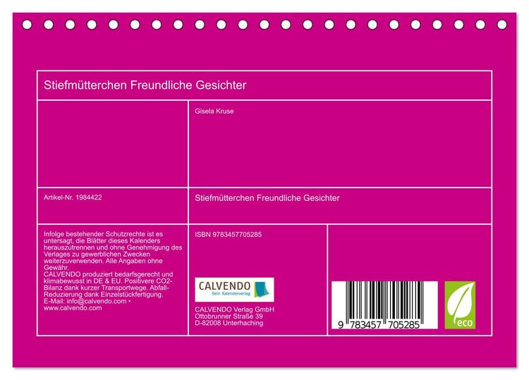 Produktbild: Stiefm&uuml;tterchen Freundliche Gesichter (Tischkalender 2026 DIN A5 quer), CALVENDO Monatskalender