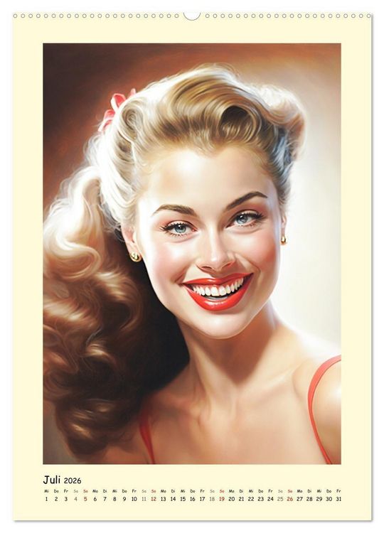 Produktbild: Vintage Girls. Die sch&ouml;nsten Pin-up Gesichter (hochwertiger Premium Wandkalender 2026 DIN A2 hoch), Kunstdruck in Hochglanz