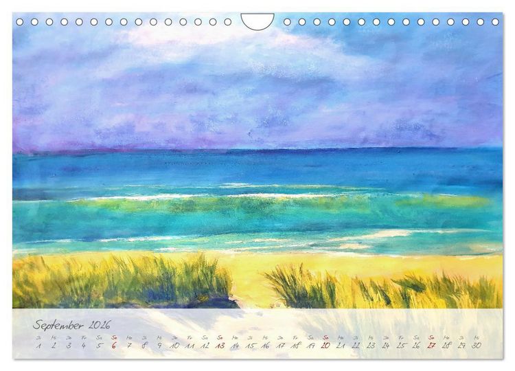 Produktbild: Gemalter K&uuml;stenzauber - Mit Pinsel und Farbe entlang der deutschen K&uuml;ste (Wandkalender 2026 DIN A4 quer), CALVENDO Monatskalender