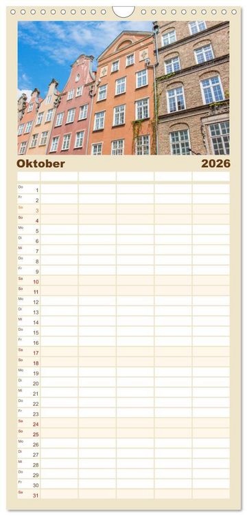 Produktbild: Familienplaner 2026 - Danzig - Polnische Hansestadt mit 5 Spalten (Wandkalender, 21 x 45 cm) CALVENDO