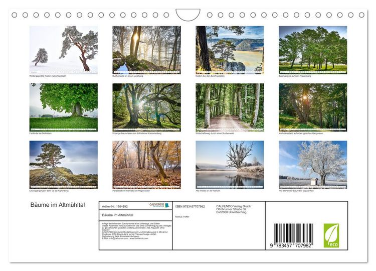 Produktbild: B&auml;ume im Altm&uuml;hltal (Wandkalender 2026 DIN A4 quer), CALVENDO Monatskalender