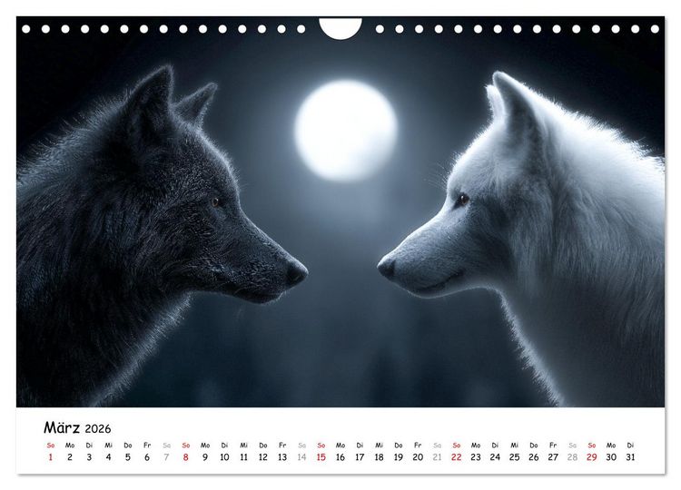 Produktbild: W&ouml;lfe im Mondlicht - Ruf der Wildnis (Wandkalender 2026 DIN A4 quer), CALVENDO Monatskalender