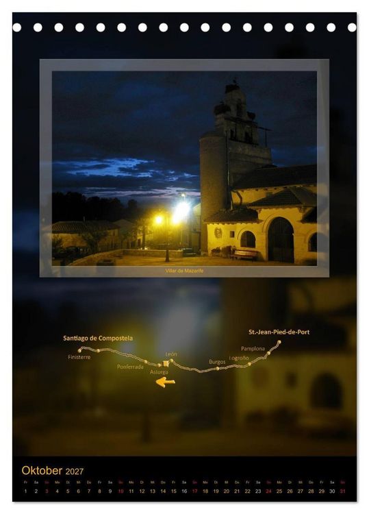 Produktbild: Jakobsweg - Camino Franc&eacute;s (Tischkalender 2027 DIN A5 hoch), CALVENDO Monatskalender