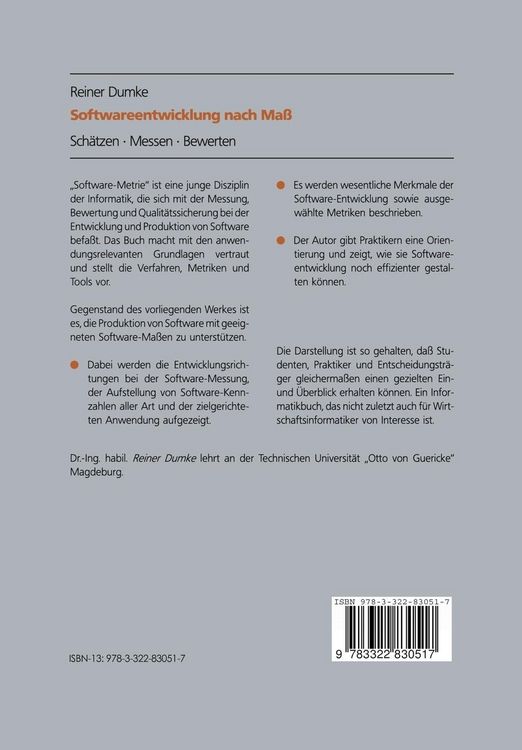 Produktbild: Softwareentwicklung nach Ma&szlig;