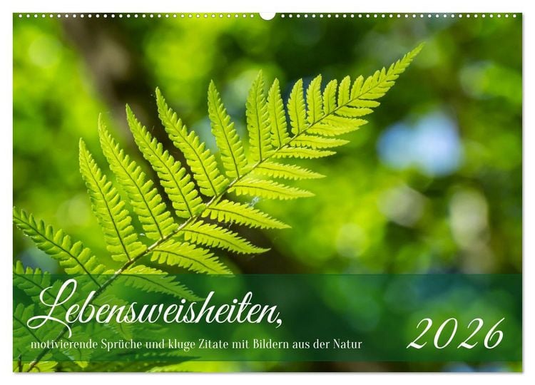 Produktbild: Lebensweisheiten, motivierende Spr&uuml;che und kluge Zitate mit Bildern der Natur (Wandkalender 2026 DIN A2 quer), CALVENDO Monatskalender
