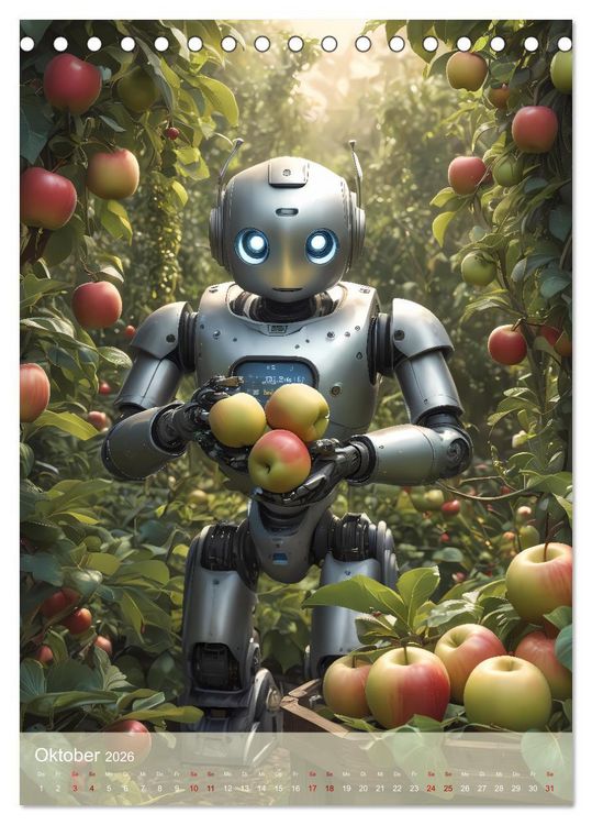 Produktbild: Roboter im Garten - Kleine Helfer (Tischkalender 2026 DIN A5 hoch), CALVENDO Monatskalender