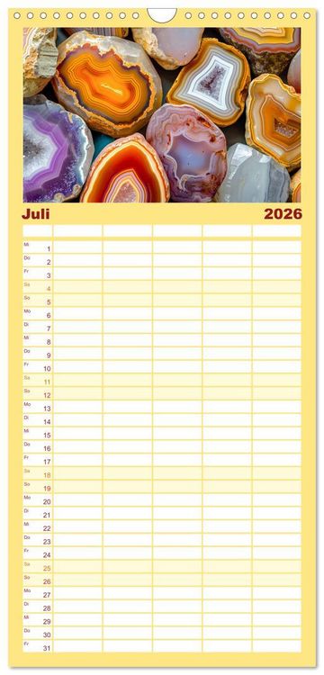 Produktbild: Familienplaner 2026 - Achat-Rhapsodie - Farbige Flussl&auml;ufe in Bandachaten und Quarz mit 5 Spalten (Wandkalender, 21 x 45 cm) CALVENDO