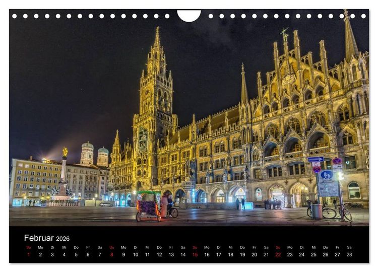 Produktbild: M&uuml;nchen bei Nacht (Wandkalender 2026 DIN A4 quer), CALVENDO Monatskalender