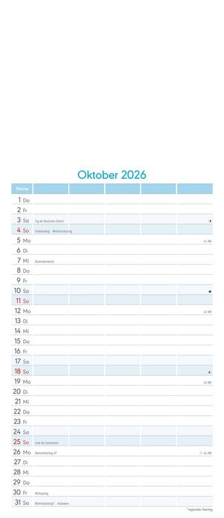 Produktbild: Kreativ-Kalender Familienplaner 2026 - 5 Spalten - 19,5x45 cmFoto, Malen, Basteln - datiert - Kreativkalender - Foto-Kalender - Familienkalender - Wan