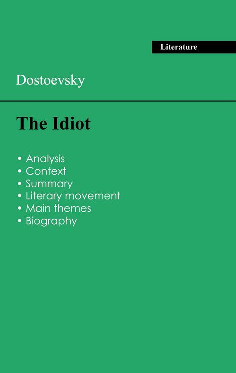 Produktbild: Succeed all your 2026 exams: Analysis of the novel of Dostoevsky's The Idiot