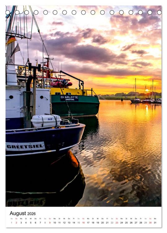 Produktbild: GREETSIEL Rund um den Hafen (Tischkalender 2026 DIN A5 hoch), CALVENDO Monatskalender