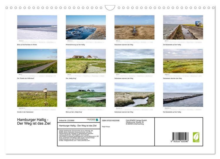 Produktbild: Hamburger Hallig - Der Weg ist das Ziel (Wandkalender 2027 DIN A3 quer), CALVENDO Monatskalender