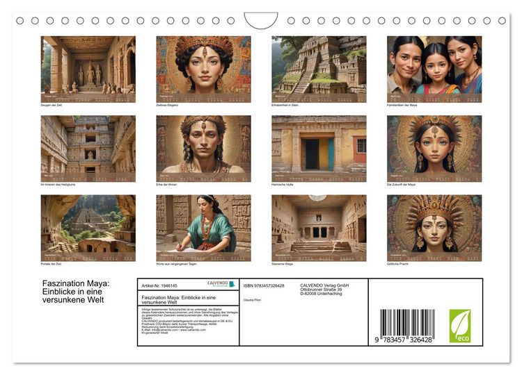 Produktbild: Faszination Maya: Einblicke in eine versunkene Welt (Wandkalender 2026 DIN A4 quer), CALVENDO Monatskalender