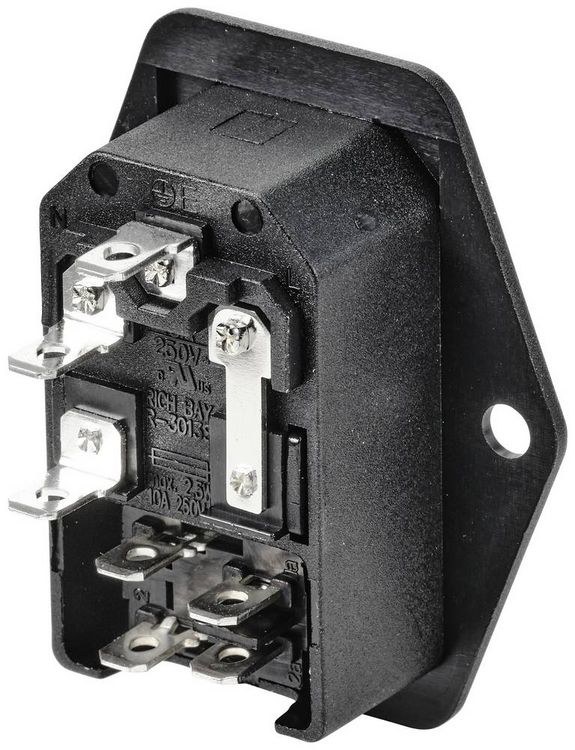 Produktbild: TRU COMPONENTS TC-10088400 Kaltger&auml;te-Steckverbinder C14 Stecker, Einbau vertikal Gesamtpolzahl: 3 10 A Schwarz 1 St.