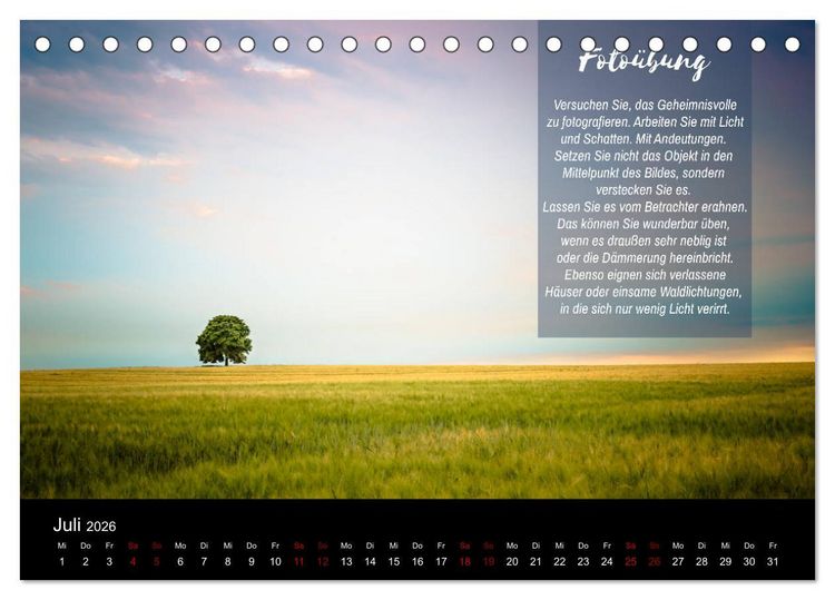 Produktbild: Die Sch&ouml;nheit der Natur - Naturfotografie-Kalender mit Foto- und Kreativ&uuml;bungen (Tischkalender 2026 DIN A5 quer), CALVENDO Monatskalender