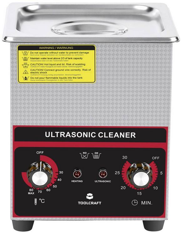 Produktbild: TOOLCRAFT USC-200 Ultraschallreiniger Schmuck, B&uuml;robedarf, Werkstatt 160 W 2 l mit Heizung, mit Reinigungskorb