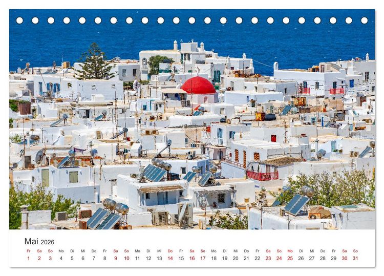 Produktbild: Stadt Mykonos - Impressionen (Tischkalender 2026 DIN A5 quer), CALVENDO Monatskalender