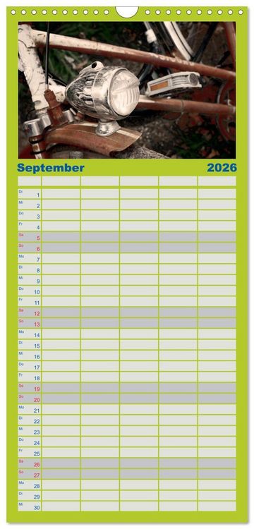 Produktbild: Familienplaner 2026 - Weltfahrrad mit 5 Spalten (Wandkalender, 21 x 45 cm) CALVENDO