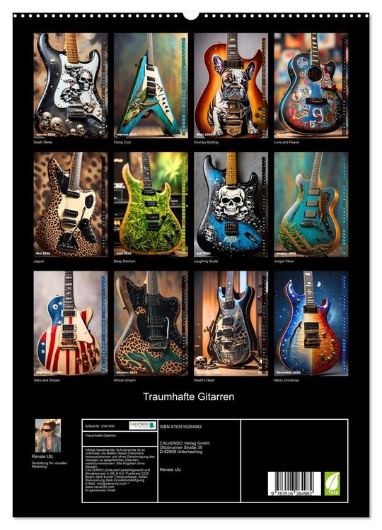 Produktbild: Traumhafte Gitarren (hochwertiger Premium Wandkalender 2026 DIN A2 hoch), Kunstdruck in Hochglanz