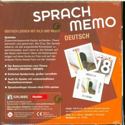 Hueber SPRACHMEMO Einkaufen, Essen, Trinken – Memory-Spiel Für Deutsch-Anfänger, 108 Karten, Niveau A1