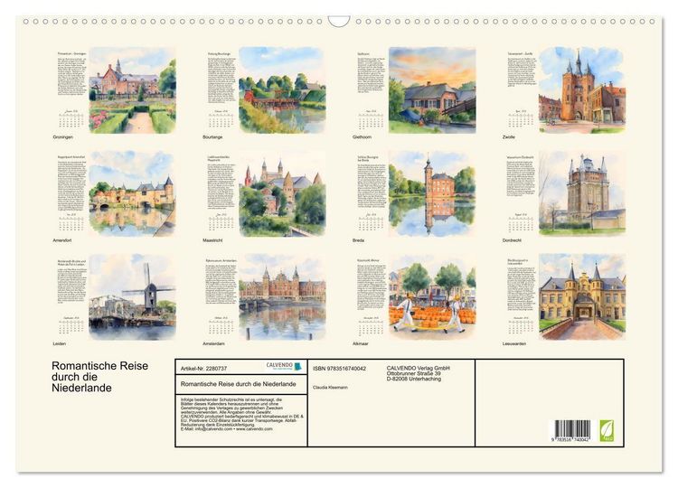 Produktbild: Romantische Reise durch die Niederlande (Wandkalender 2026 DIN A2 quer), CALVENDO Monatskalender