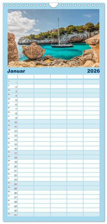 Produktbild: Familienplaner 2026 - Mallorca - Ahoi mit 5 Spalten (Wandkalender, 21 x 45 cm) CALVENDO