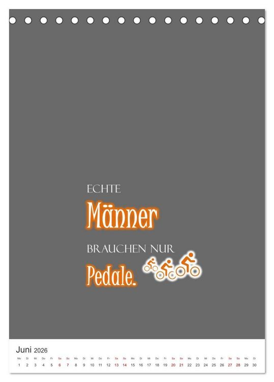 Produktbild: Markante, freche Spr&uuml;che rund ums Radfahren (Tischkalender 2026 DIN A5 hoch), CALVENDO Monatskalender