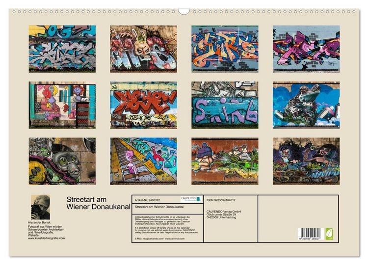 Produktbild: Streetart am Wiener Donaukanal (Wandkalender 2027 DIN A2 quer), CALVENDO Monatskalender