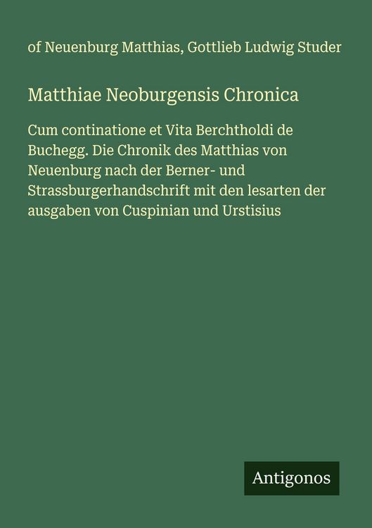 Produktbild: Matthiae Neoburgensis Chronica