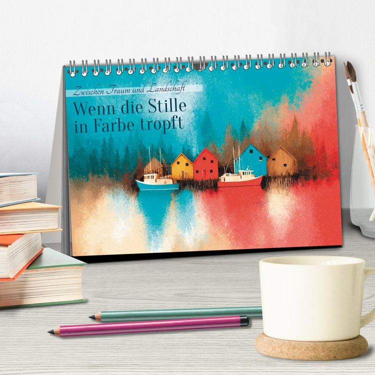 Produktbild: Wenn die Stille in Farbe tropft (Tischkalender 2026 DIN A5 quer), CALVENDO Monatskalender