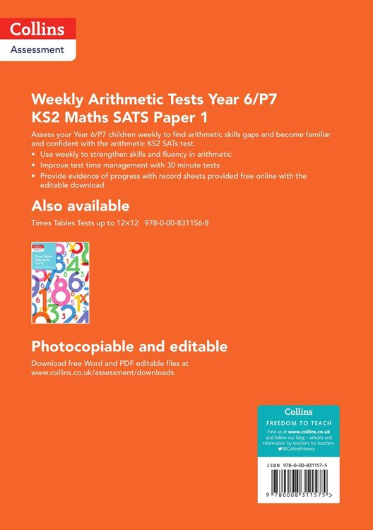 Produktbild: Weekly Arithmetic Tests For Year 6/P7