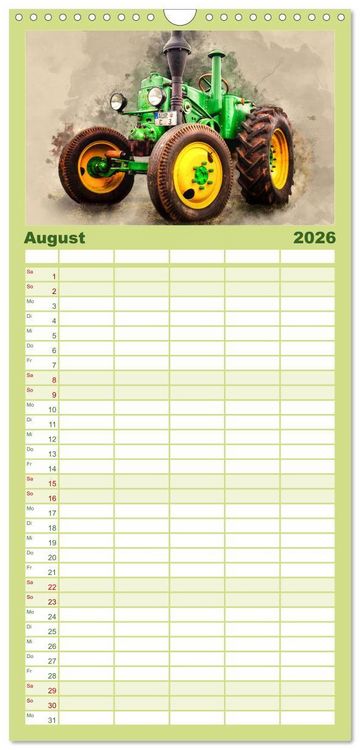 Produktbild: Familienplaner 2026 - Traktoren f&uuml;r Liebhaber mit 5 Spalten (Wandkalender, 21 x 45 cm) CALVENDO