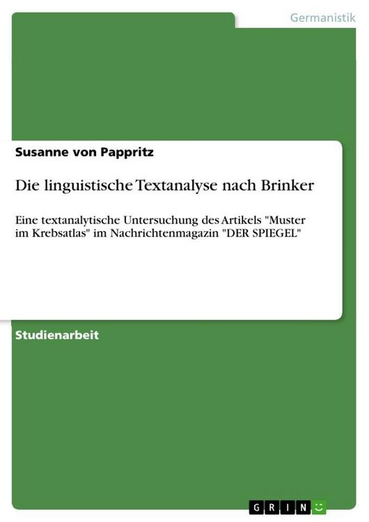 Produktbild: Die linguistische Textanalyse nach Brinker