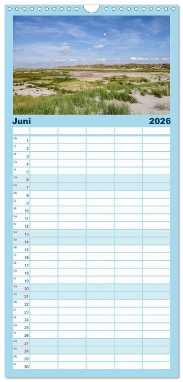 Produktbild: Familienplaner 2026 - Amrum: Natur und Freiheit mit 5 Spalten (Wandkalender, 21 x 45 cm) CALVENDO