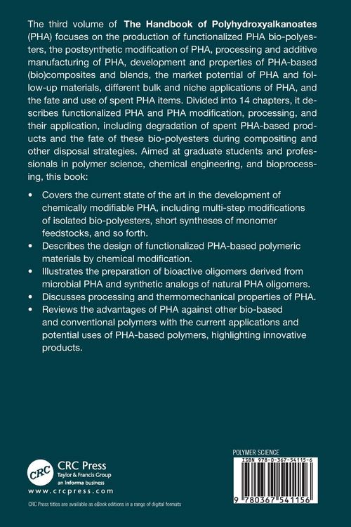 Produktbild: The Handbook of Polyhydroxyalkanoates