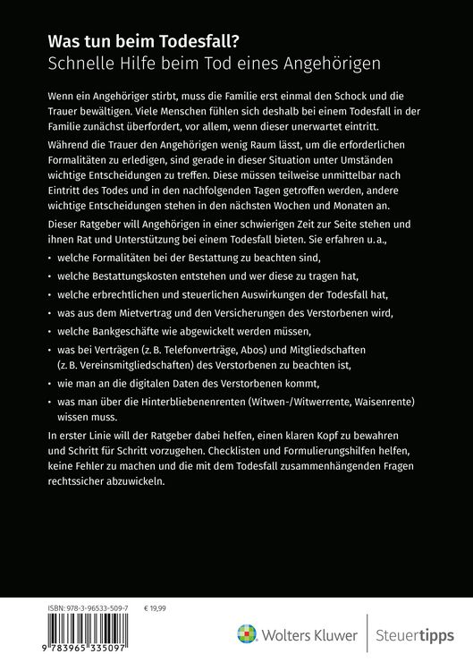 Produktbild: Was tun beim Todesfall?