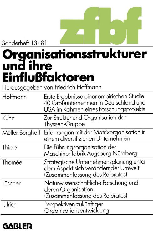 Produktbild: Organisationsstrukturen und ihre Einflu&szlig;faktoren