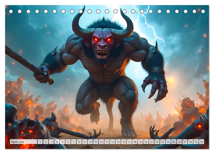 Produktbild: Hinduistische Mythologie - G&ouml;tter, Helden und Monster (Tischkalender 2026 DIN A5 quer), CALVENDO Monatskalender