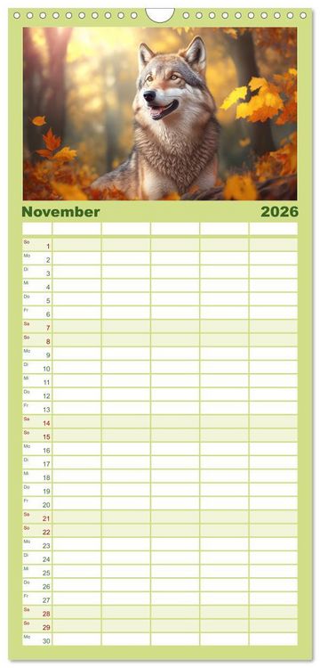 Produktbild: Familienplaner 2026 - Im Paradies der Tiere mit 5 Spalten (Wandkalender, 21 x 45 cm) CALVENDO