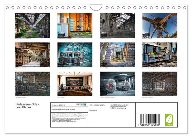 Produktbild: Verlassene Orte - Lost Places (Wandkalender 2026 DIN A4 quer), CALVENDO Monatskalender