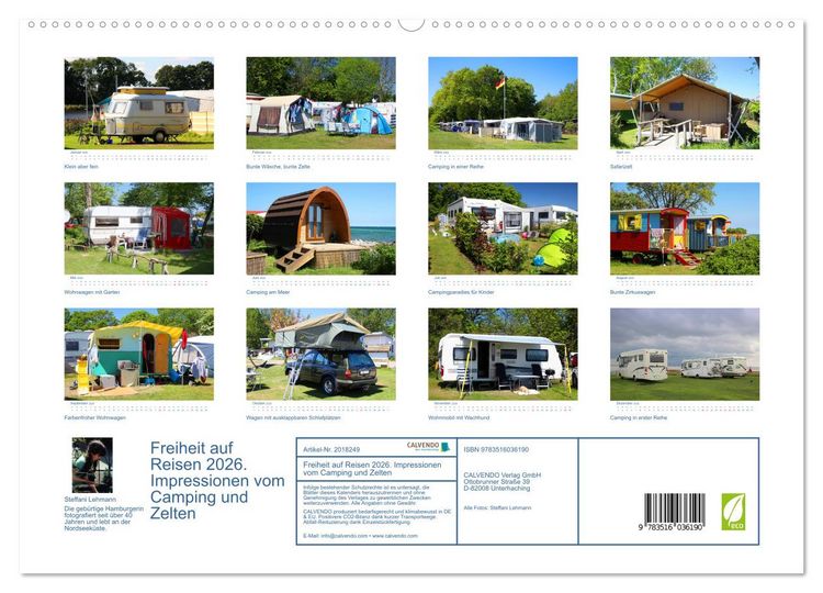 Produktbild: Freiheit auf Reisen 2026. Impressionen vom Camping und Zelten (hochwertiger Premium Wandkalender 2026 DIN A2 quer), Kunstdruck in Hochglanz