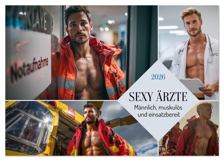 Produktbild: SEXY &Auml;RZTE - M&auml;nnlich, muskul&ouml;s und einsatzbereit (Tischkalender 2026 DIN A5 quer), CALVENDO Monatskalender