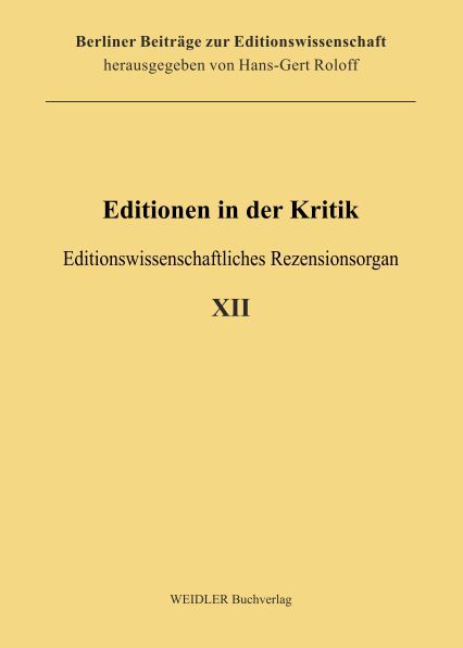 Produktbild: Editionen in der Kritik 12