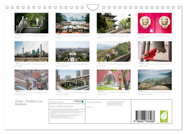 Produktbild: China - Tradition und Moderne (Wandkalender 2026 DIN A4 quer), CALVENDO Monatskalender