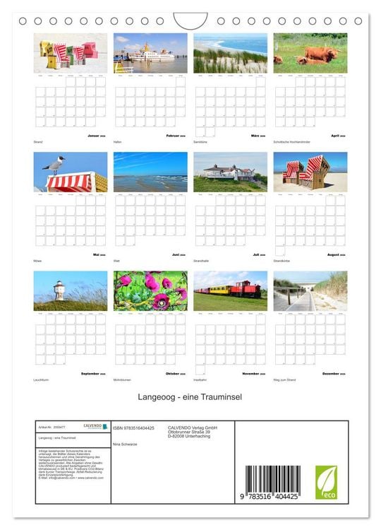 Produktbild: Langeoog - eine Trauminsel (Wandkalender 2026 DIN A4 hoch), CALVENDO Monatskalender
