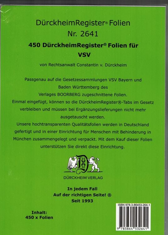 Produktbild: 450 D&uuml;rckheimRegister&reg; -FOLIEN f&uuml;r die VSV-Bayern