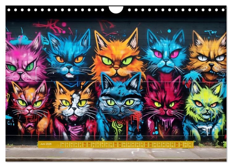 Produktbild: Graffiti Katzen (Wandkalender 2026 DIN A4 quer), CALVENDO Monatskalender