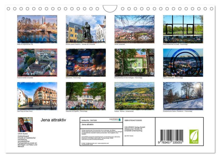 Produktbild: Jena attraktiv (Wandkalender 2026 DIN A4 quer), CALVENDO Monatskalender